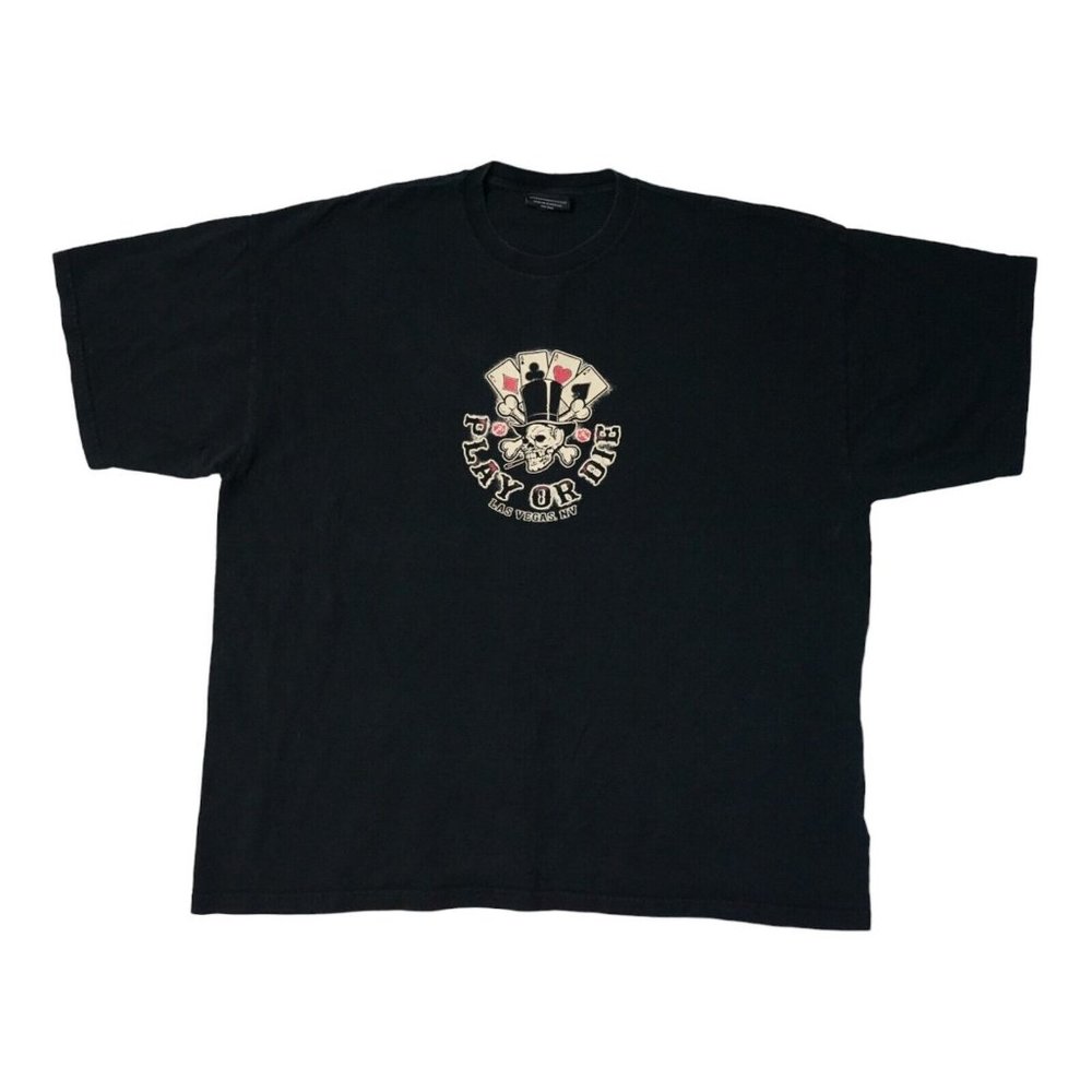 Steve & Barrys Play Or Die, Las Vegas Nevada, Skull Black‎ Jack Tee Shirt Sz XXL